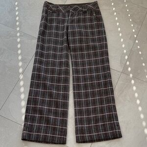 Free People Black and White Plaid Trousers